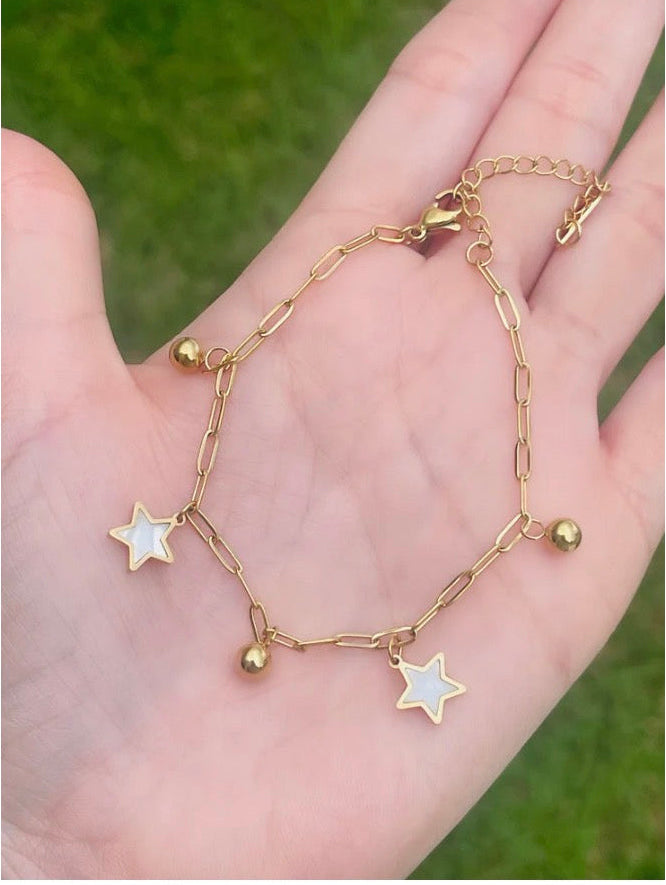 SS Pearl White Star Bracelets