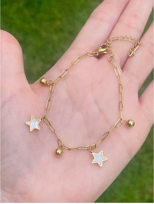SS Pearl White Star Bracelets