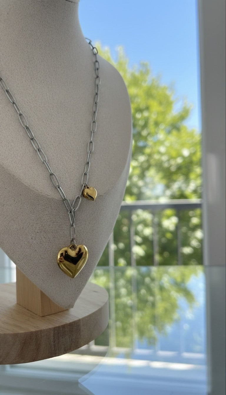 Dual Tone Heart Necklace